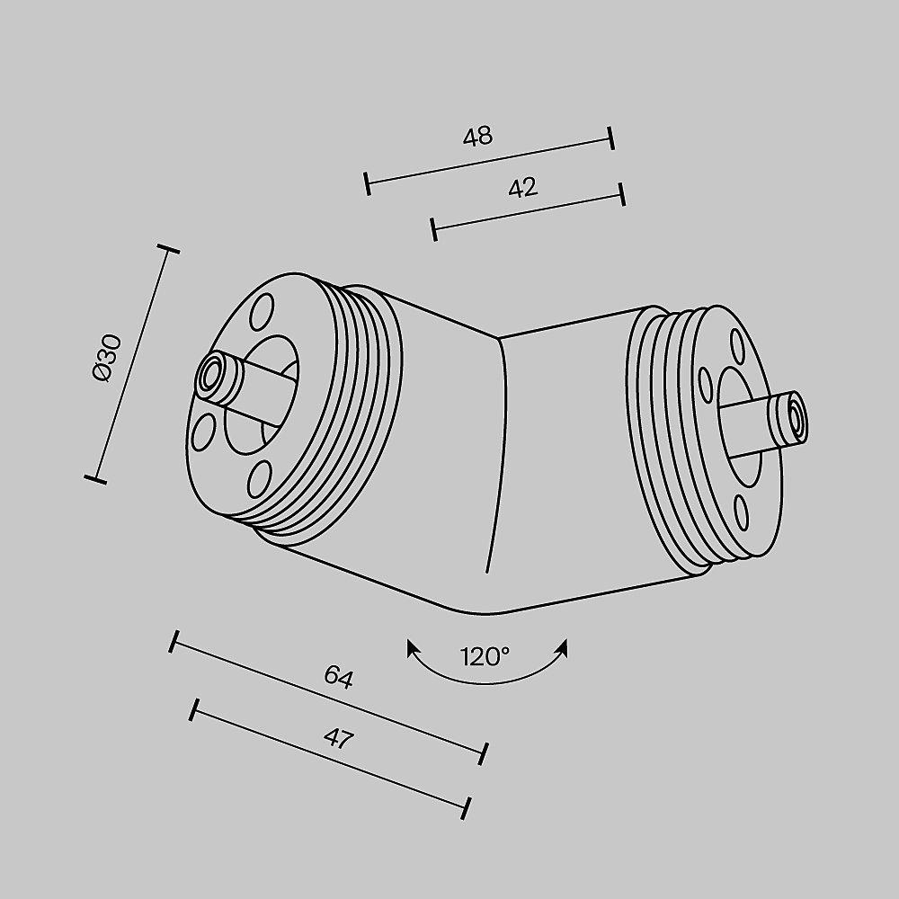 Угловой коннектор 120° для системы Shelf без ввода питания Maytoni Accessories for system Shelf CA018LWC-B