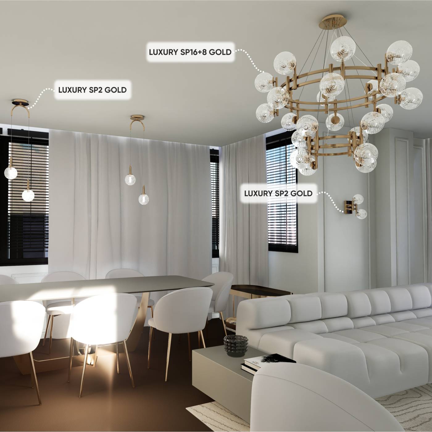 LUXURY SP16+8 GOLD Подвесная люстра Crystal Lux Luxury LUXURY SP16+8 GOLD