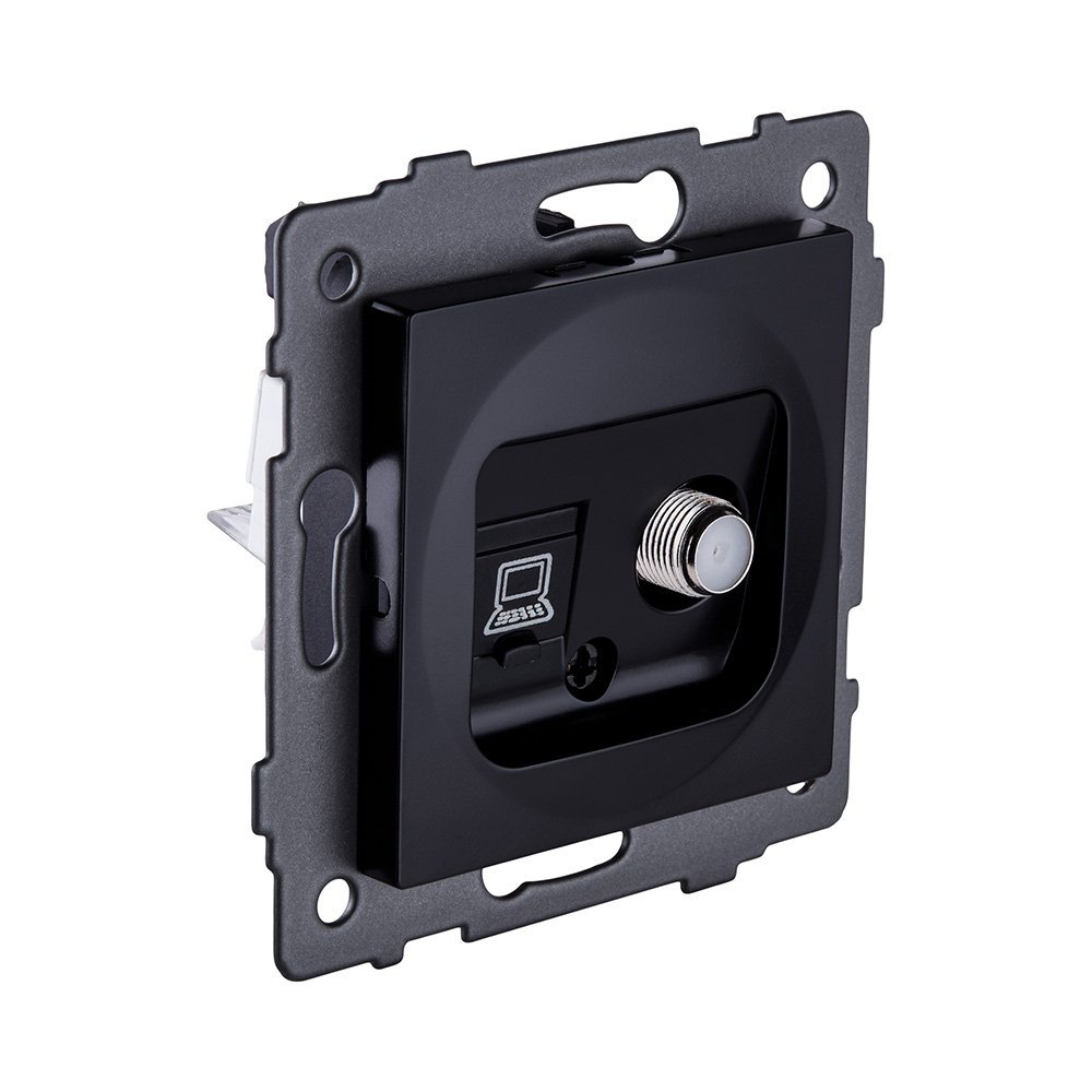REA-022BK Розетка двойная спутниковая SAT + RJ45 Cat.6, черный Kollinger REA-022BK для Aspekt, Eleganz, Reflex