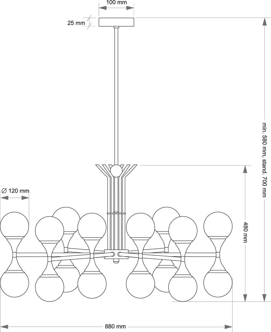 BAR-ZW-8(ZM) Люстра на штанге Kutek Bari BAR-ZW-8(ZM)