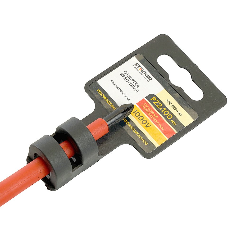 Отвертка крестовая диэлектрическая Pz 2 х 100 мм Stekker SDE-PZ2-100 49618