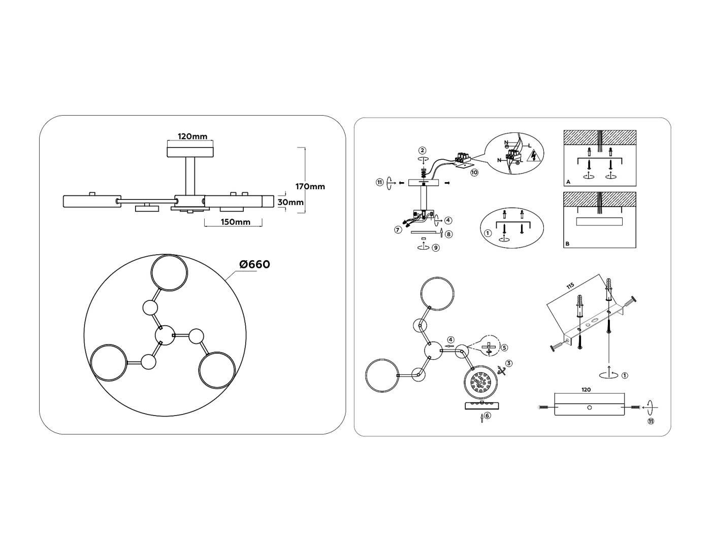 Потолочная люстра Ambrella LineTech FL4855
