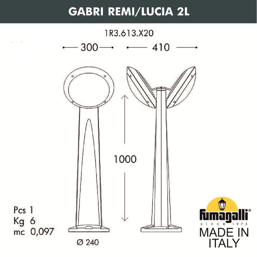 Наземный фонарь Lucia Fumagalli 1R3.613.X20.LYE27CL1
