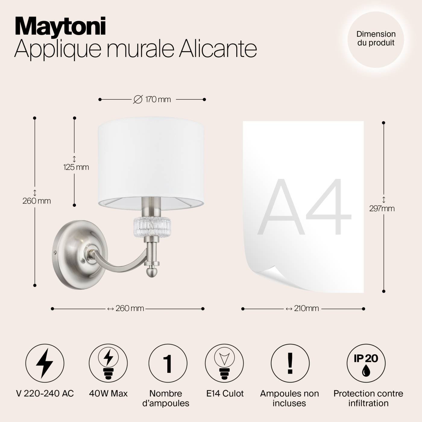 Настенное бра Maytoni Alicante MOD014WL-01N