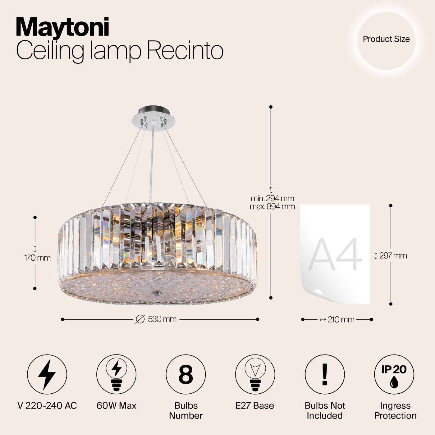 MOD080CL-08CH Подвесная люстра Maytoni Recinto MOD080CL-08CH
