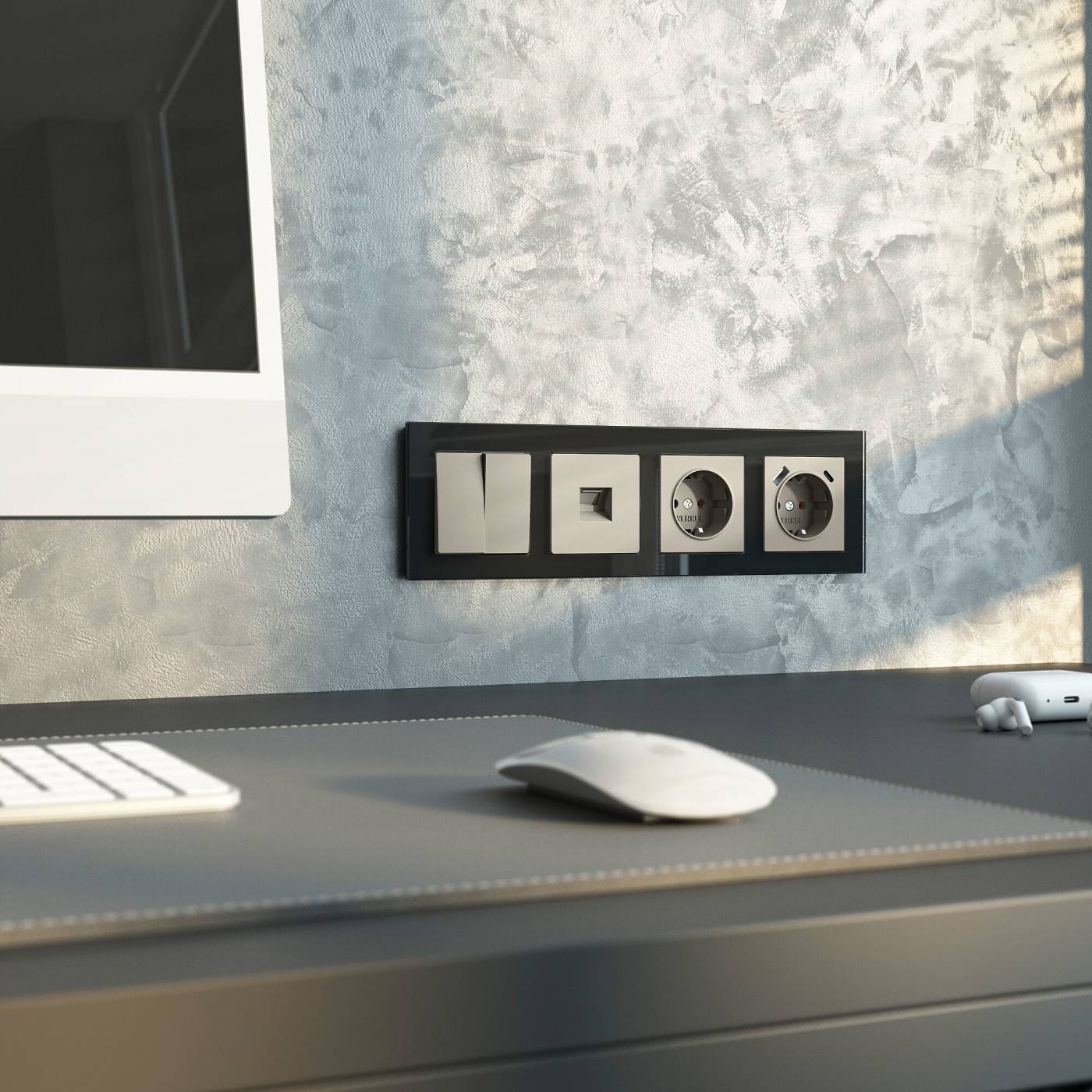 Розетка Werkel W1271704/ Розетка с заземлением, шторками и USB тип A+C (дымчатый)