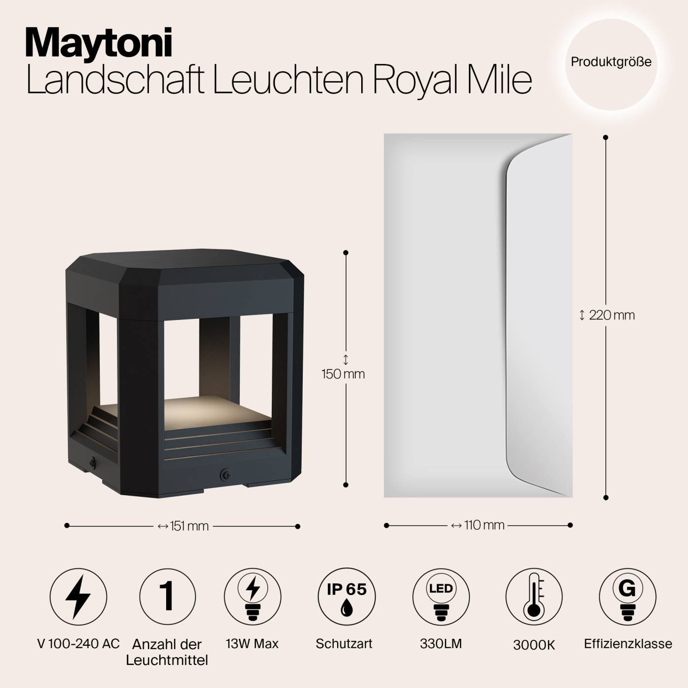 O019FL-L13GR3K Уличный наземный светильник Maytoni Royal Mile O019FL-L13GR3K