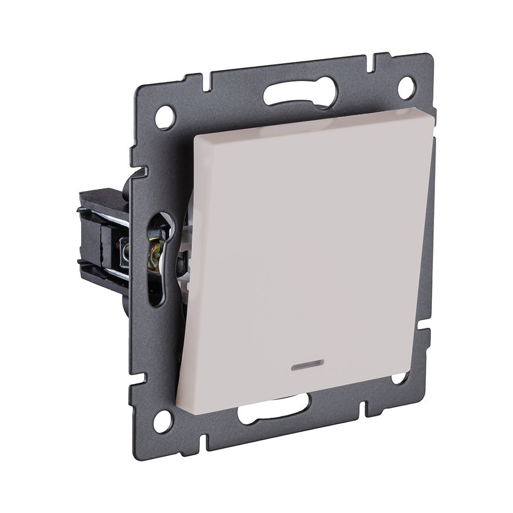 REA-S-002CM Выключатель 1-клавишный 10А/250В с LED подсветкой, кашемир матовый Kollinger REA-S-002CM для Aspekt, Eleganz, Reflex