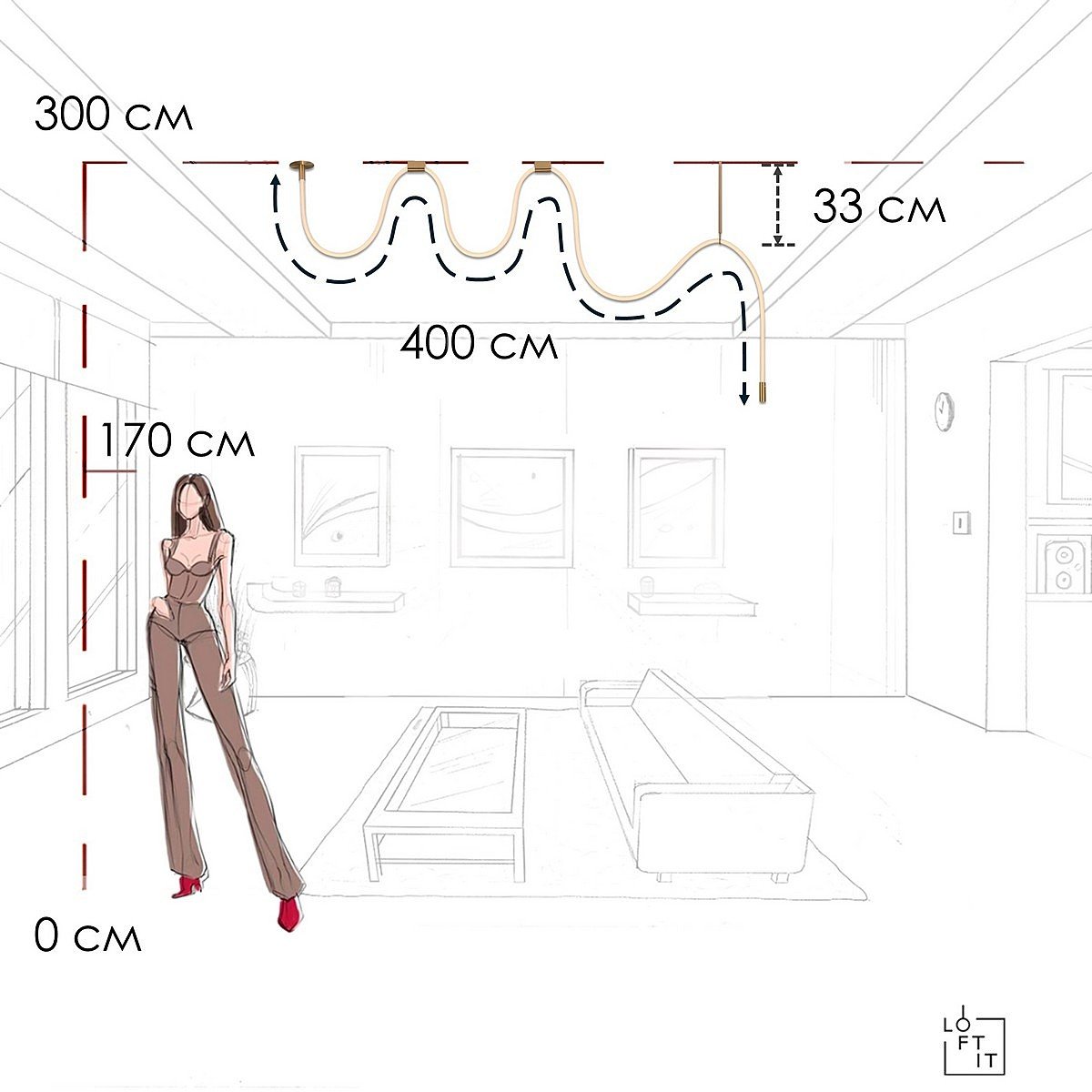 Светильник потолочный Loft It Thread 10388B Brass