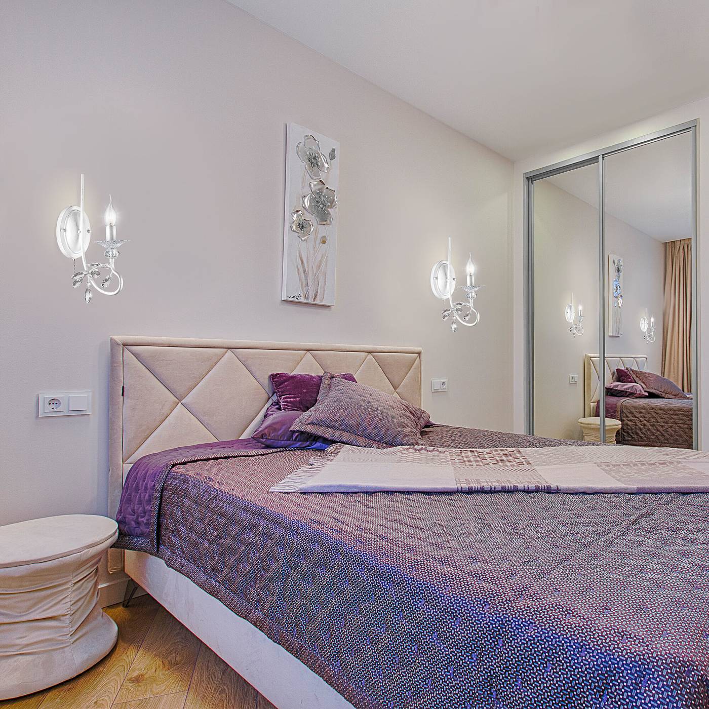 Настенное бра Eurosvet Александрия 60057/1 белый с серебром