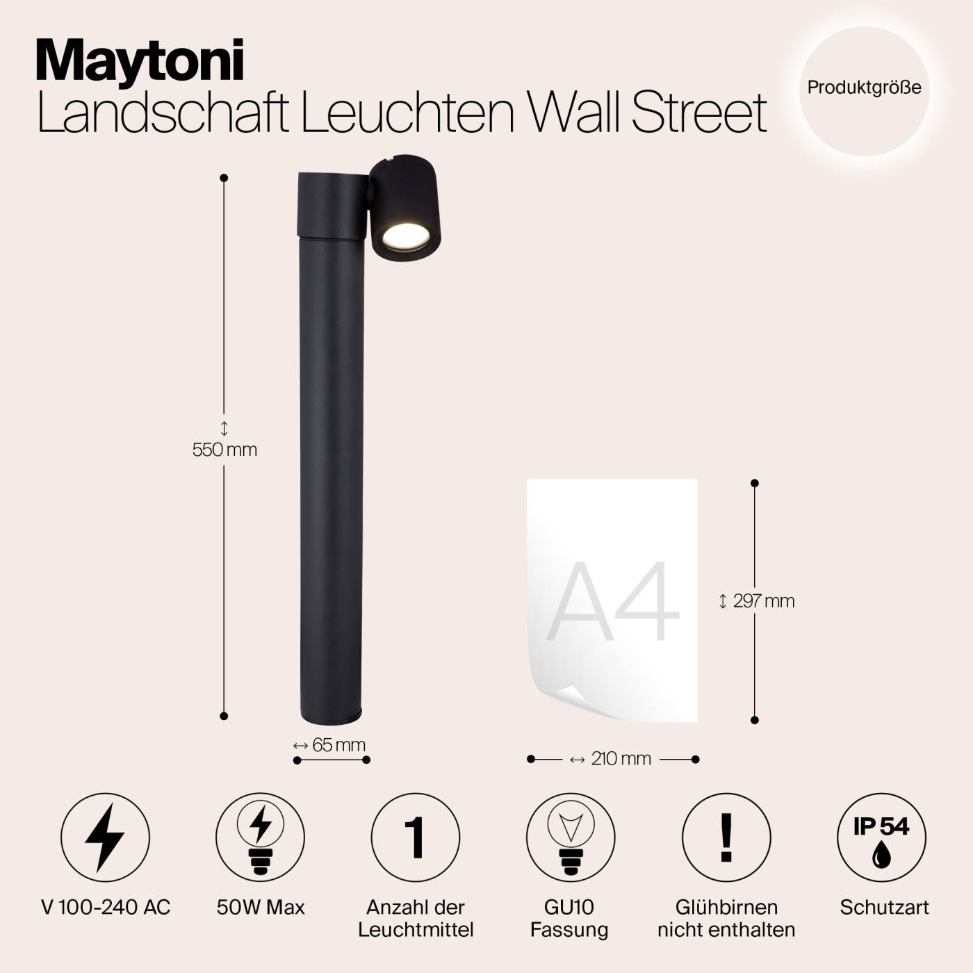 O010FL-01B Уличный наземный светильник Maytoni Wall Street O010FL-01B