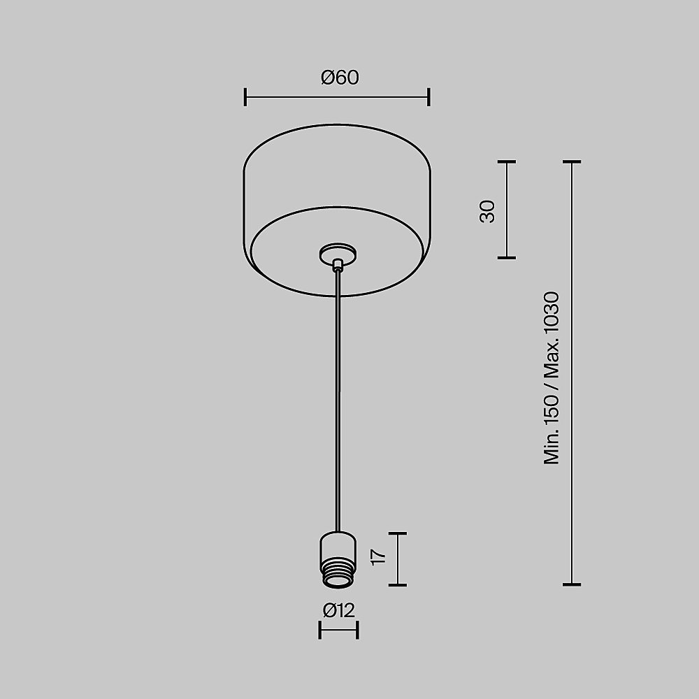 Тросовый подвес 1000мм с потолочной чашей для системы Shelf Shelf Maytoni Accessories for system Shelf CA029SW-L1000-B