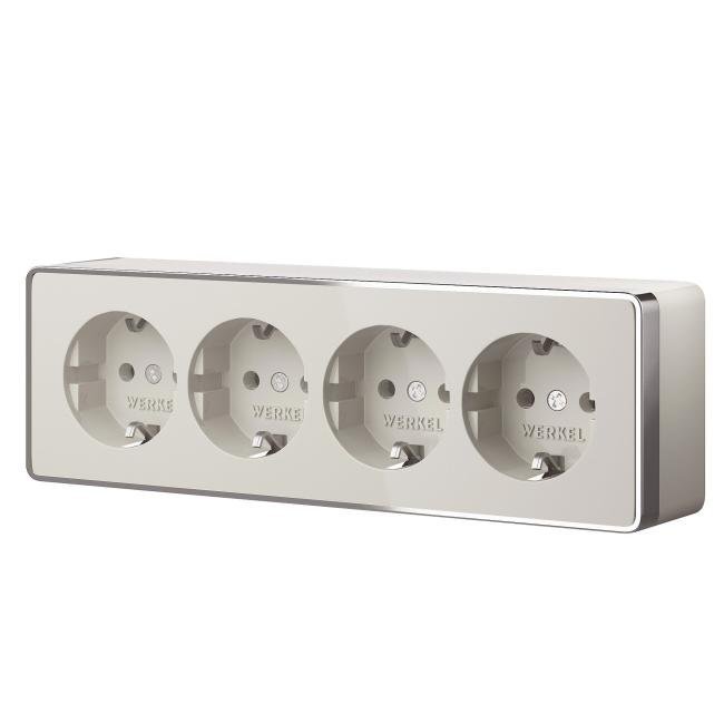 Розетка Werkel Накладные механизмы Gallant слоновая кость W5072204/ Розетка четверная с заземлением и шторками Gallant (слоновая кость)