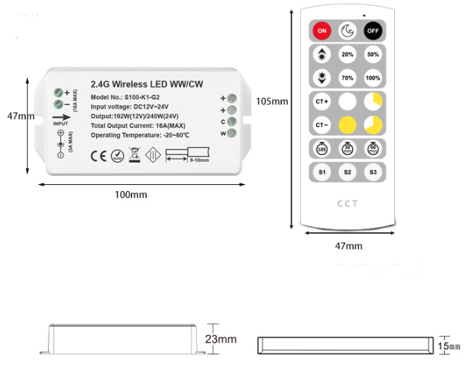 00-00021389 Контроллер CW, 2.4G с пультом, 21 кноп., SWG Standard 00-00021389