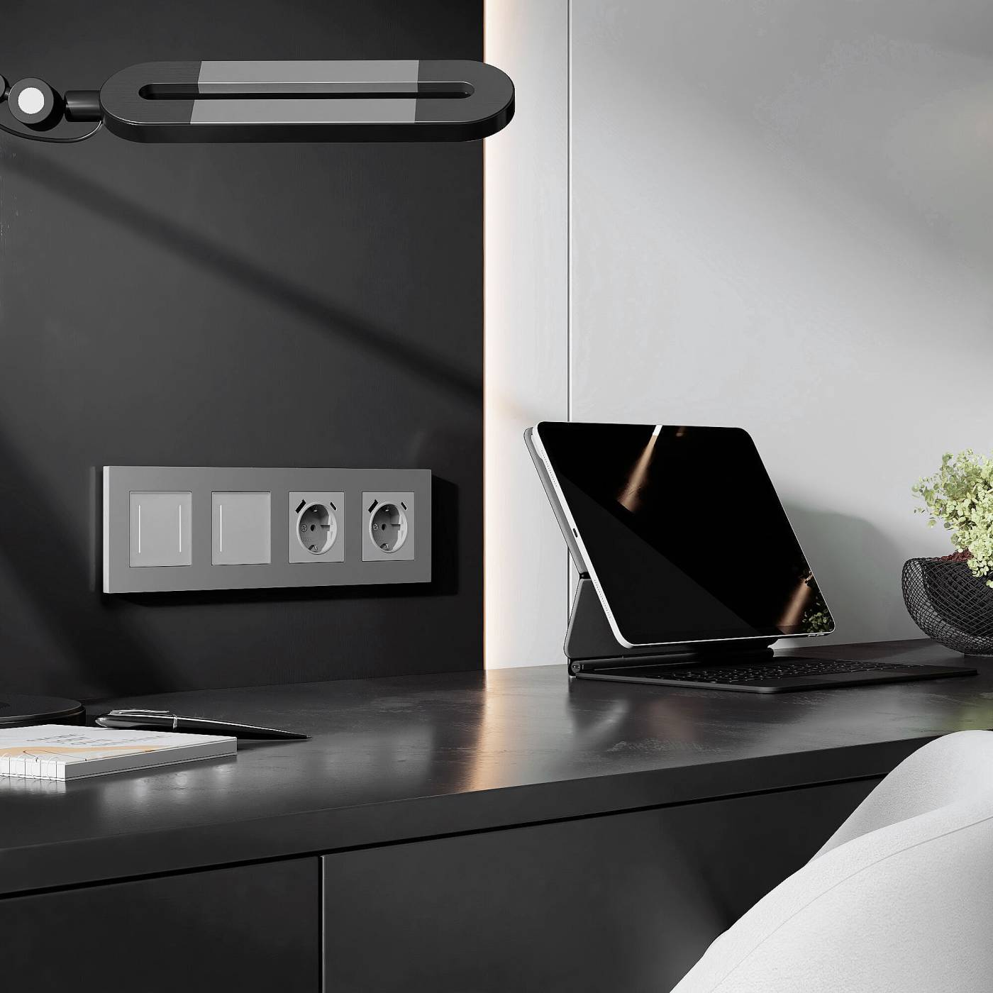 Рамка Werkel Slab серебро софт W0042965/ Рамка на 4 поста Slab (серебро софт)