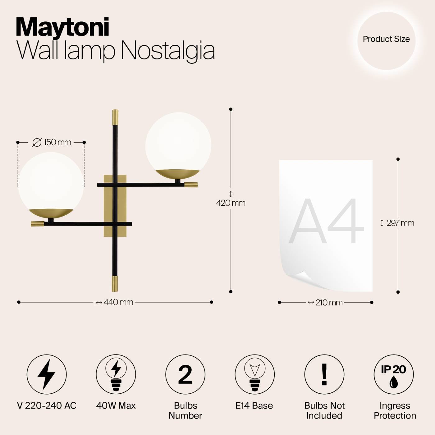Настенное бра Maytoni Nostalgia MOD050WL-02G