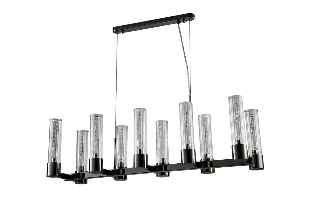OTONO SP10 L980 BLACK CHROMIUM/TRANSPARENTE Подвесная люстра Crystal Lux Otono OTONO SP10 L980 BLACK CHROMIUM/TRANSPARENTE