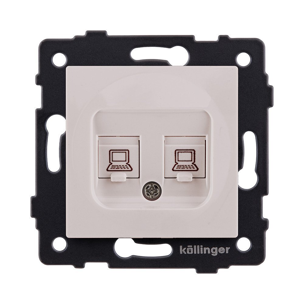 REA-019CM Розетка двойная Ethernet RJ45 Cat.6, кашемир матовый Kollinger REA-019CM для Aspekt, Eleganz, Reflex