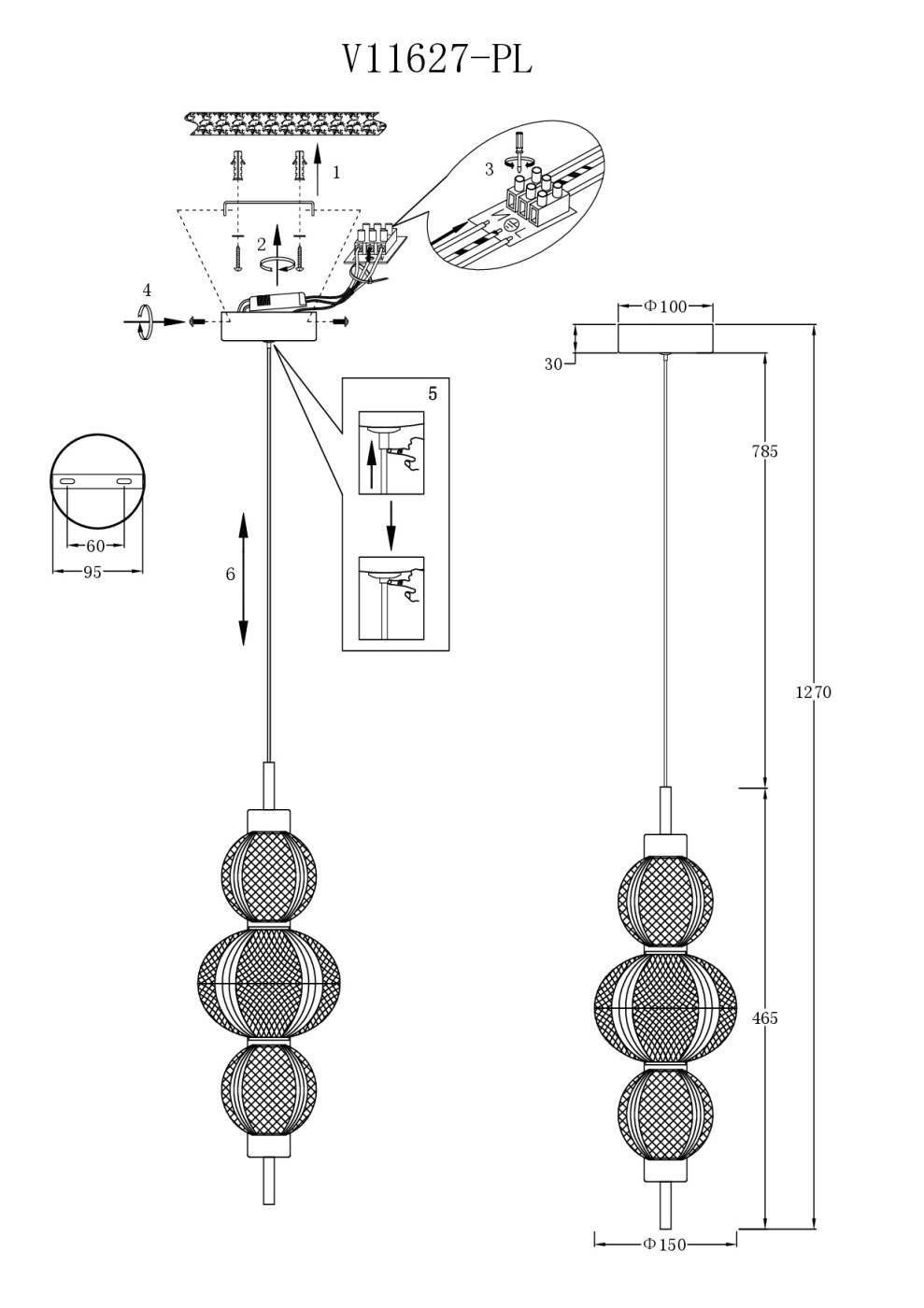 V11627-PL Подвесной светильник Moderli V11627-PL