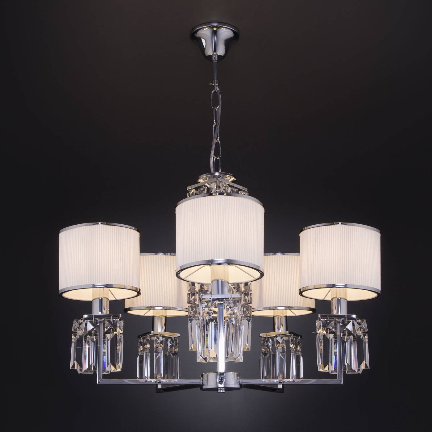 10099/5 хром/прозрачный хрусталь Strotskis (новый абажур) Подвесная люстра Eurosvet Zaffiro 10099/5 хром/прозрачный хрусталь Strotskis (новый абажур)