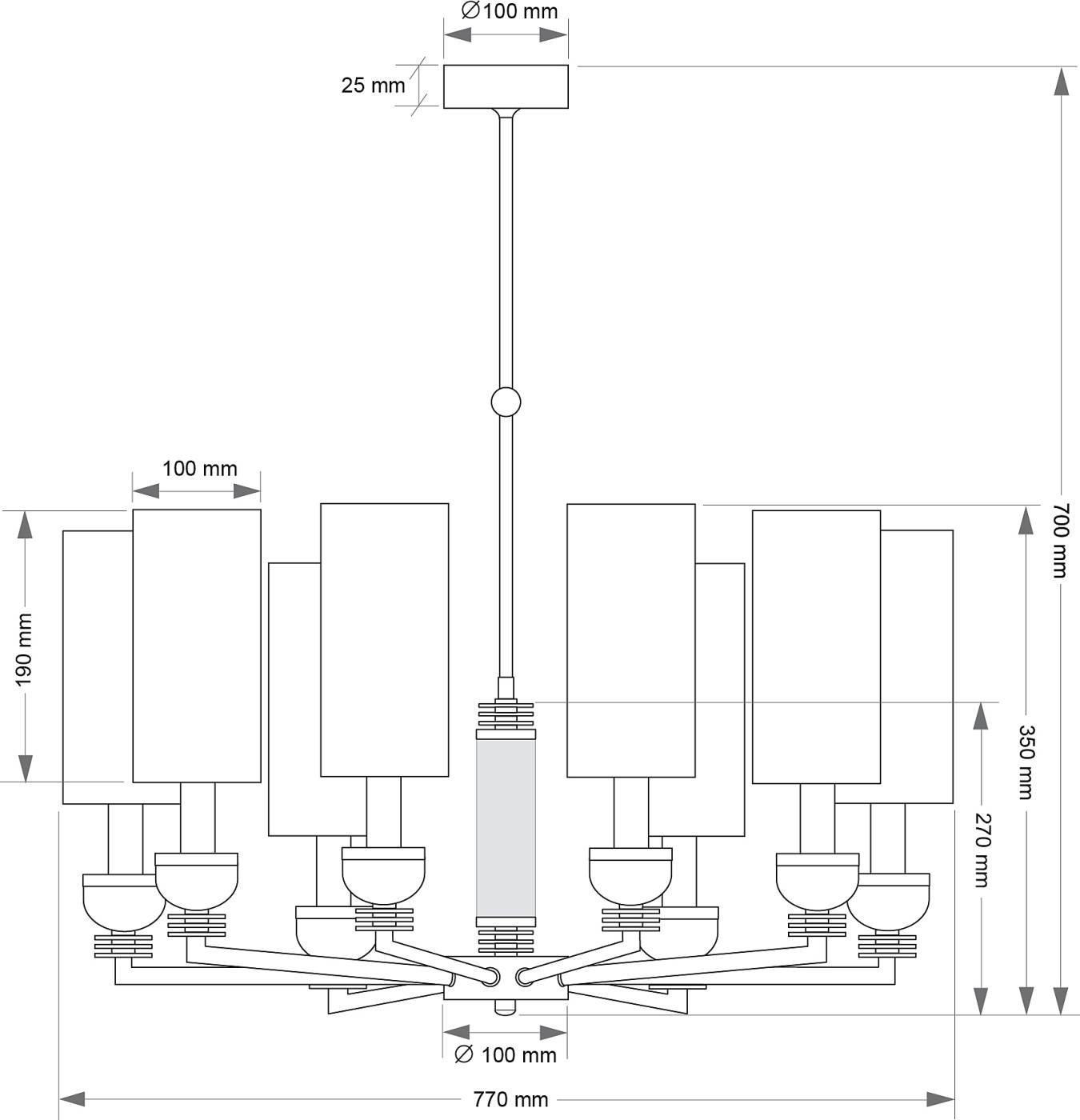 Люстра на штанге Kutek Izano IZA-ZW-8(CZ/Z/1)