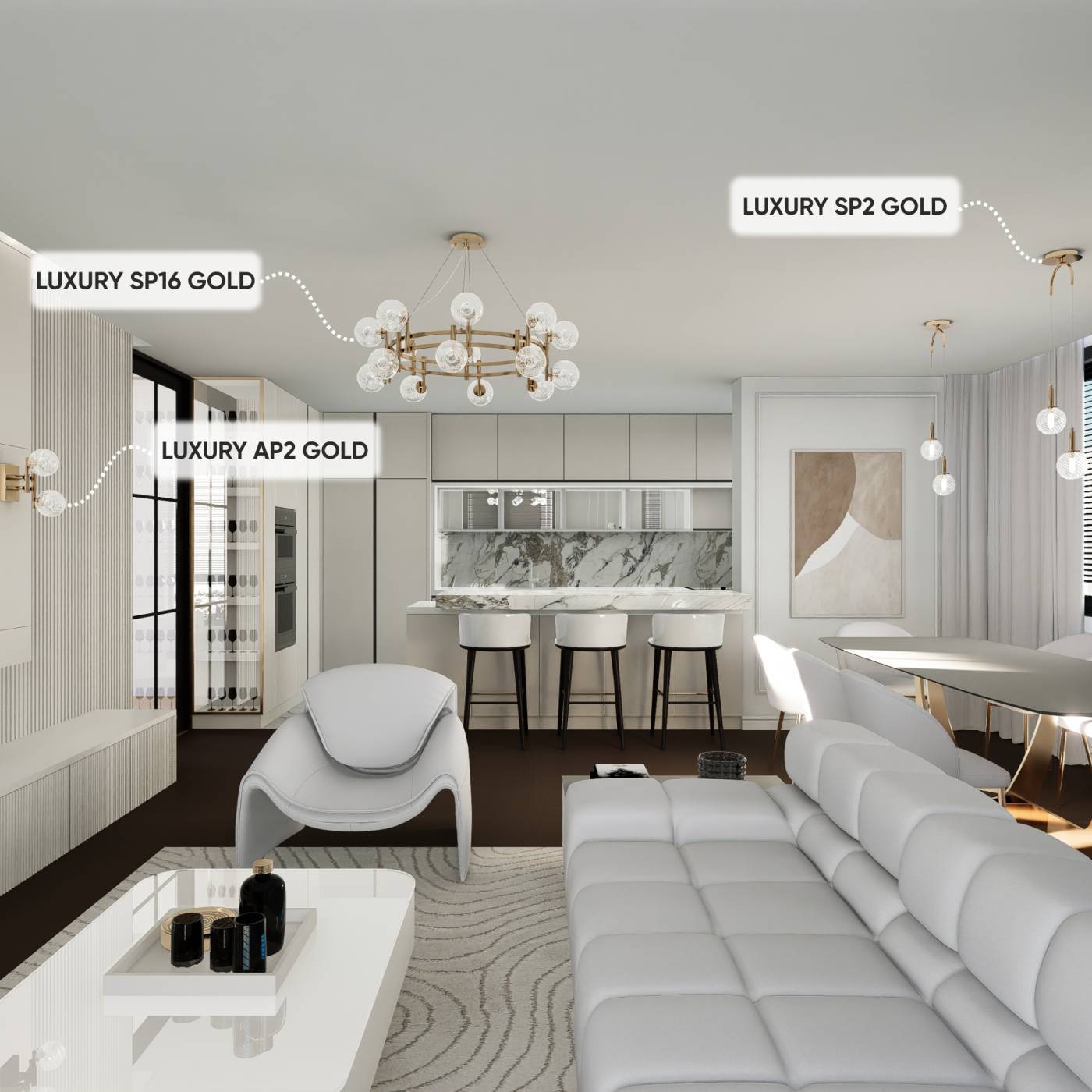 LUXURY SP16 GOLD Подвесная люстра Crystal Lux Luxury LUXURY SP16 GOLD