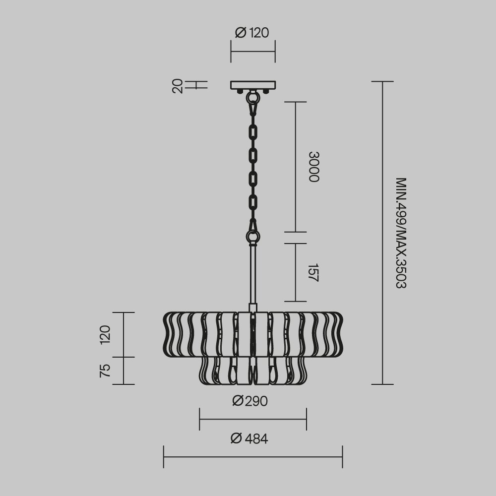 MOD538PL-05MG Подвесная люстра Boulder Maytoni MOD538PL-05MG