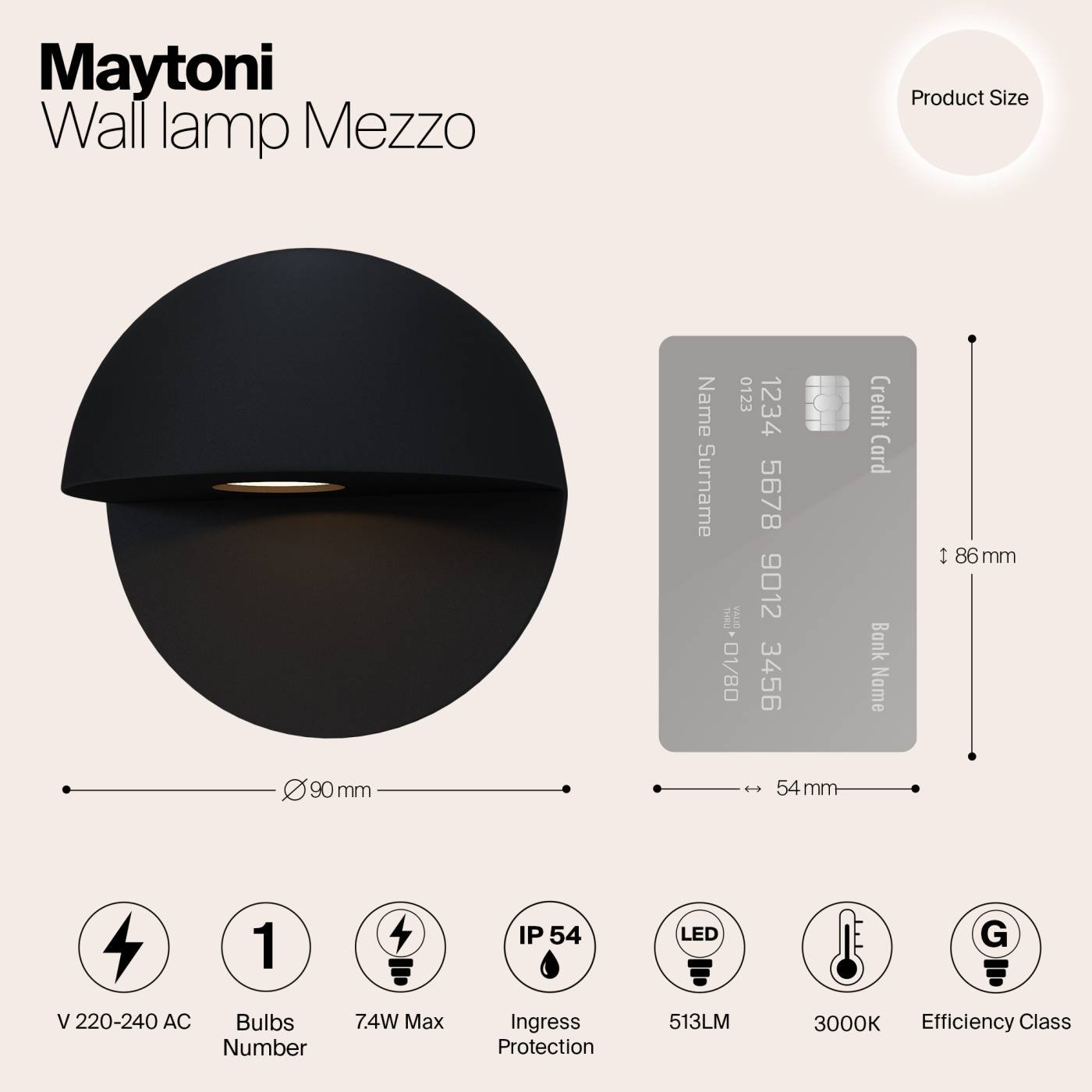 O033WL-L7B3K Уличный LED настенный светильник Maytoni Mezzo O033WL-L7B3K