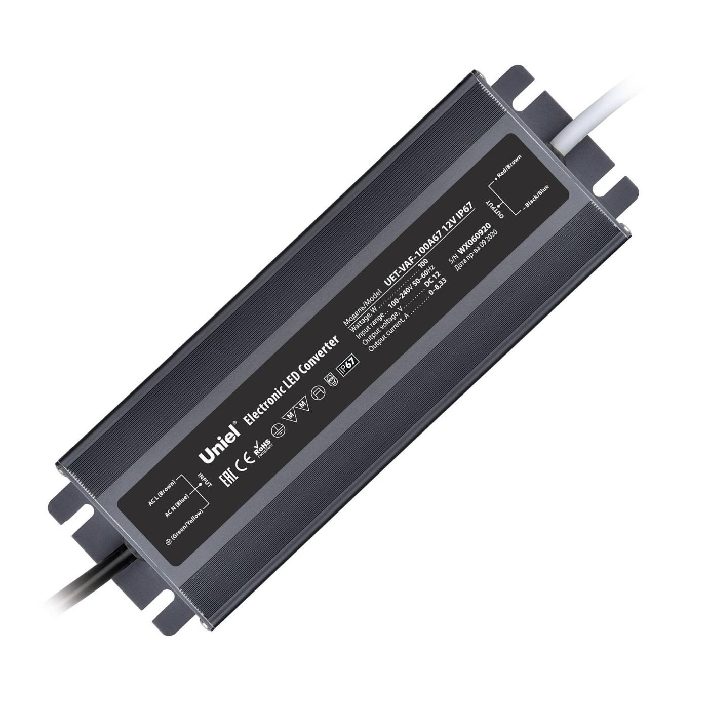 UET-VAF-100A67 12V IP67 Драйвер для LED ленты Uniel UET-VAF-100A67 12V IP67