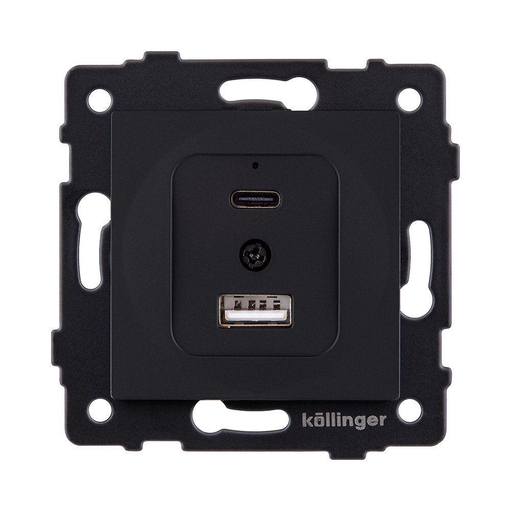 REA-037BM Розетка USB A+C 20W, черный матовый Kollinger REA-037BM для Aspekt, Eleganz, Reflex