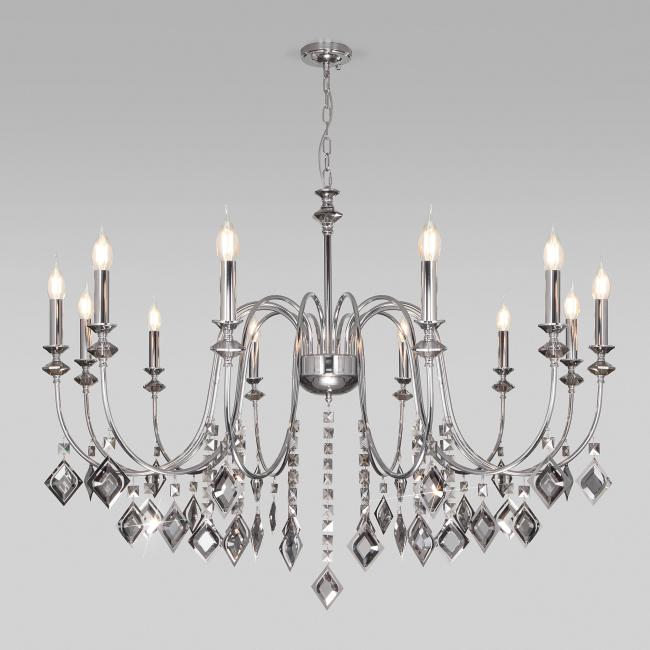 Подвесная люстра Eurosvet Telao 10120/12 хром/дымчатый хрусталь Strotskis Smart (10110/12)