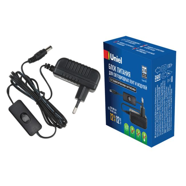 UET-VPA-012A20 12V IP20 Блок питания для светодиодов с вилкой, 12 Вт, 12В, IP20 Uniel UET-VPA-012A20 12V IP20