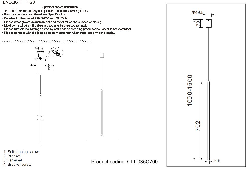 CLT 035C700 BL Светильник подвесной Crystal Lux CLT 035 CLT 035C700 BL