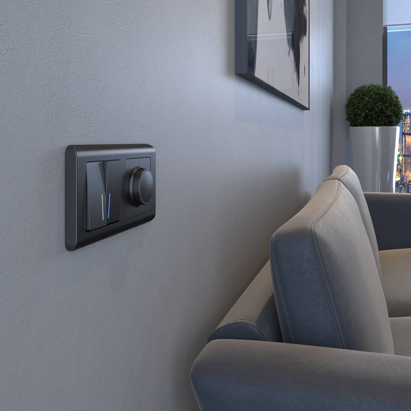 W1120104/ Выключатель двухклавишный с подсветкой (графит рифленый) Выключатель Werkel W1120104/ Выключатель двухклавишный с подсветкой (графит рифленый)