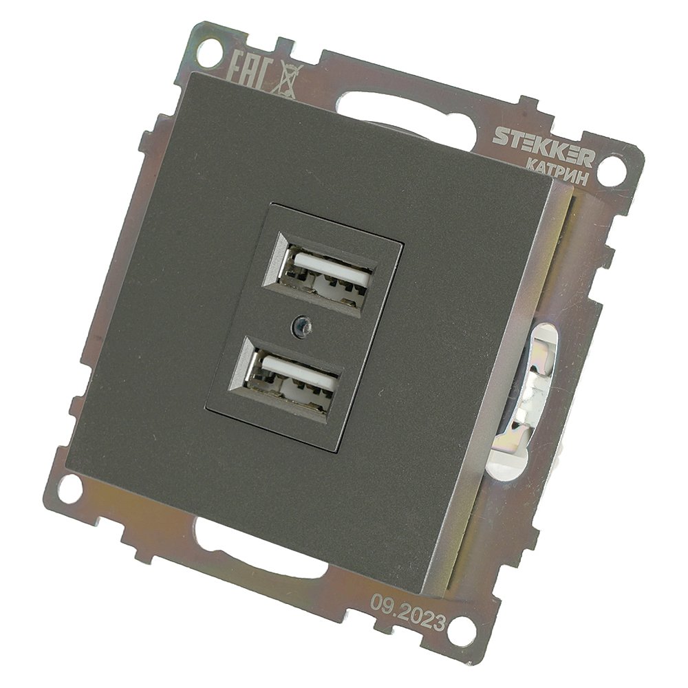 Розетка 2-местная USB (механизм) Stekker Катрин 49422