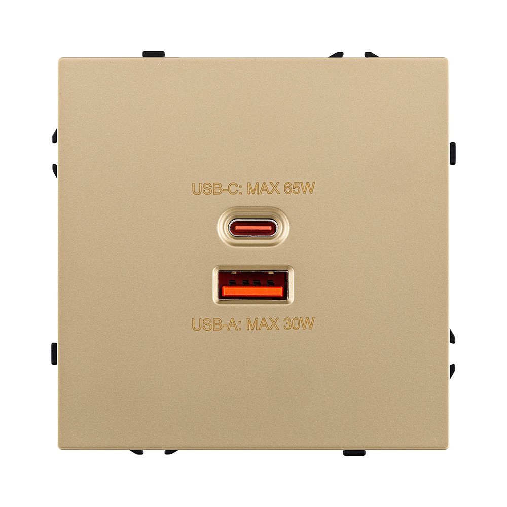 EC-024GD Розетка USB A+C 65W, золотой Kollinger Eclipse EC-024GD