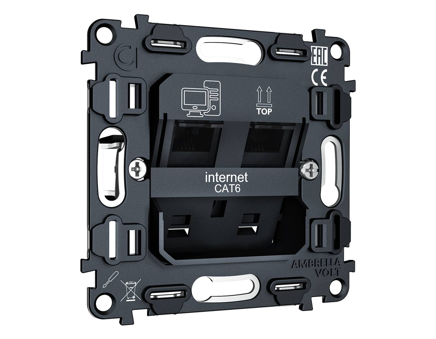 Механизм компьютерной двойной розетки RJ-45 Ambrella Volt QUANT VM189