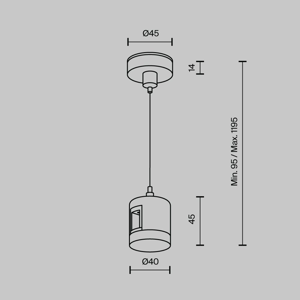 Подвес тросовый Hang с прямым коннектором питания Flarity Maytoni Accessories for tracks Flarity TRA157SW-IPC1-B