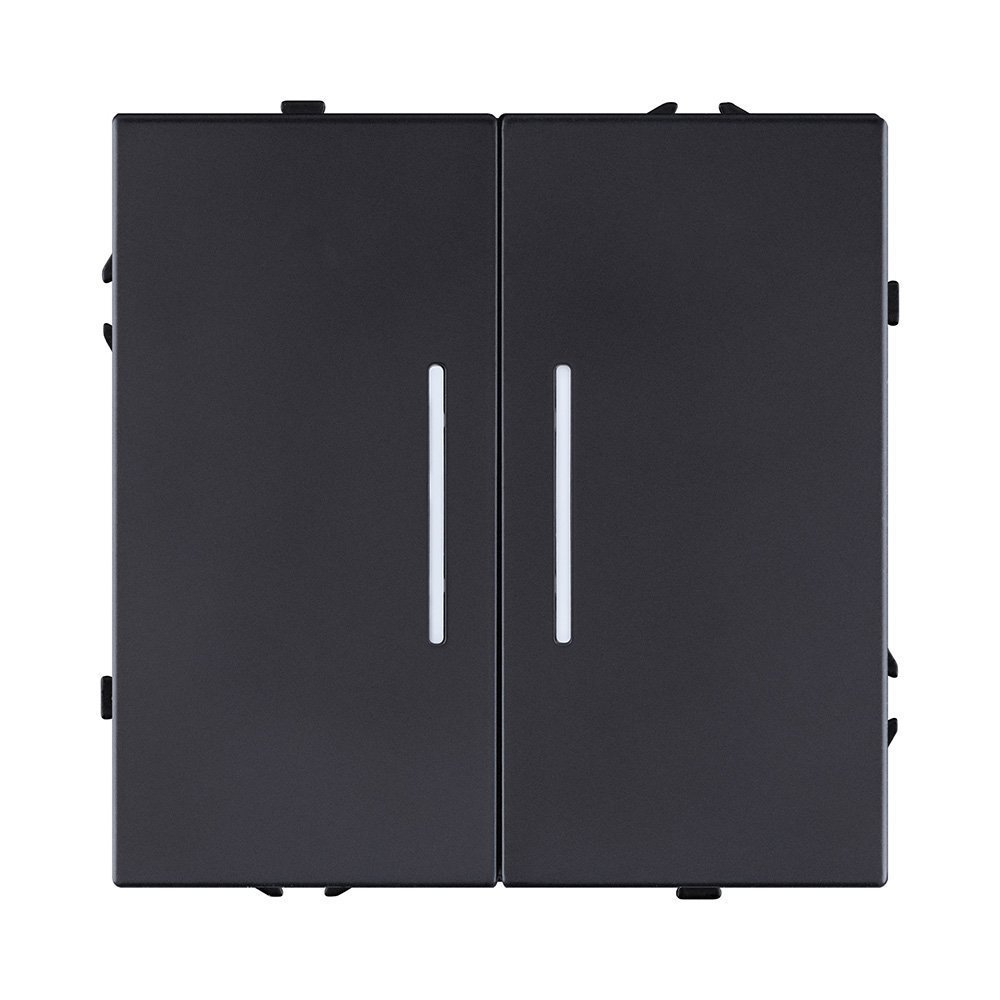 EC-010BK Выключатель 2-клавишный 10А/250В с LED подсветкой, черный матовый Kollinger Eclipse EC-010BK