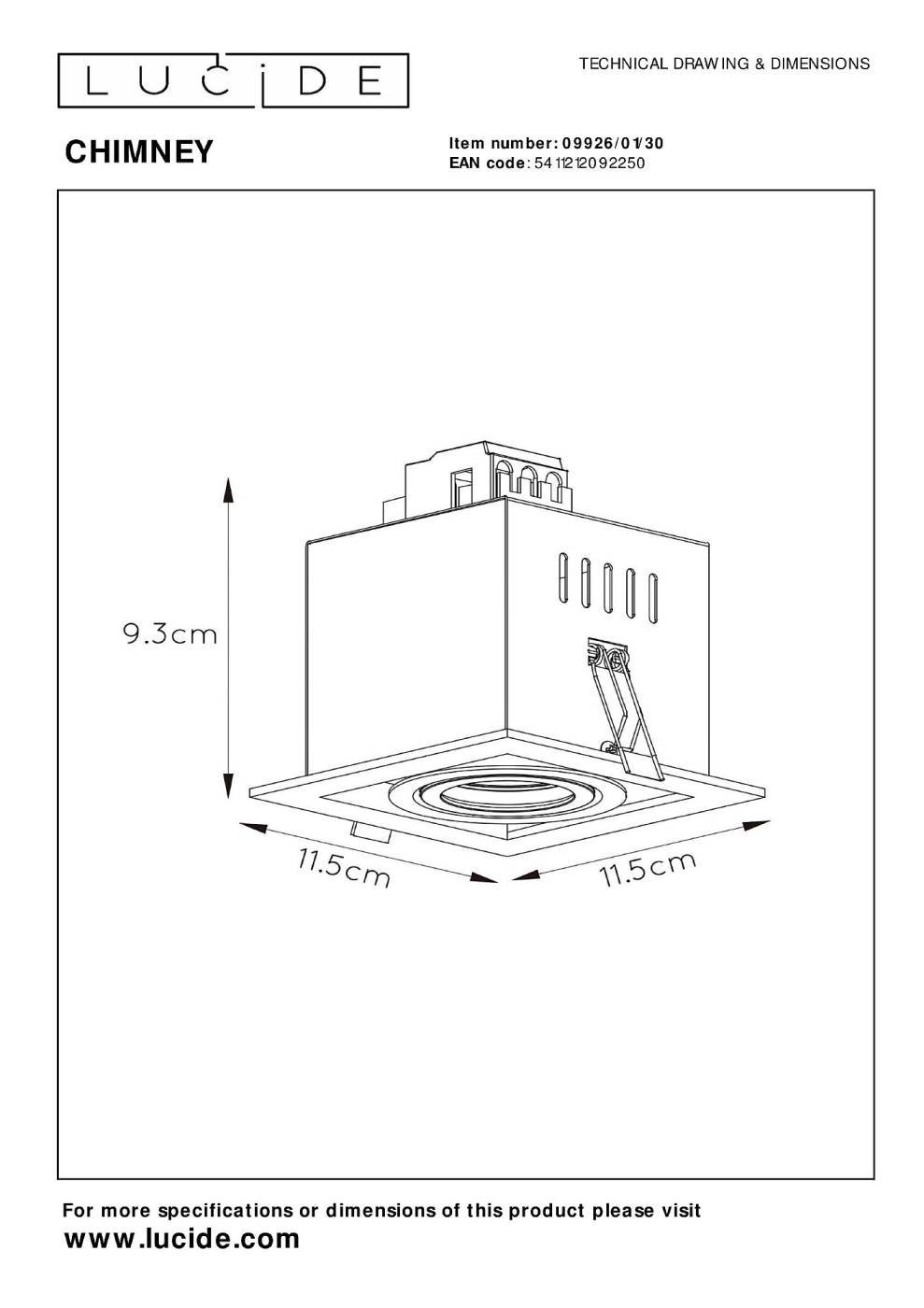 09926/01/30 Встраиваемый светильник Lucide Chimney 09926/01/30
