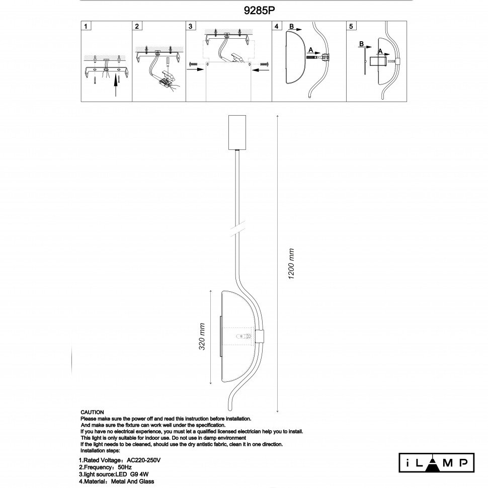 Светильник подвесной iLamp Stereo 9285P GL SM