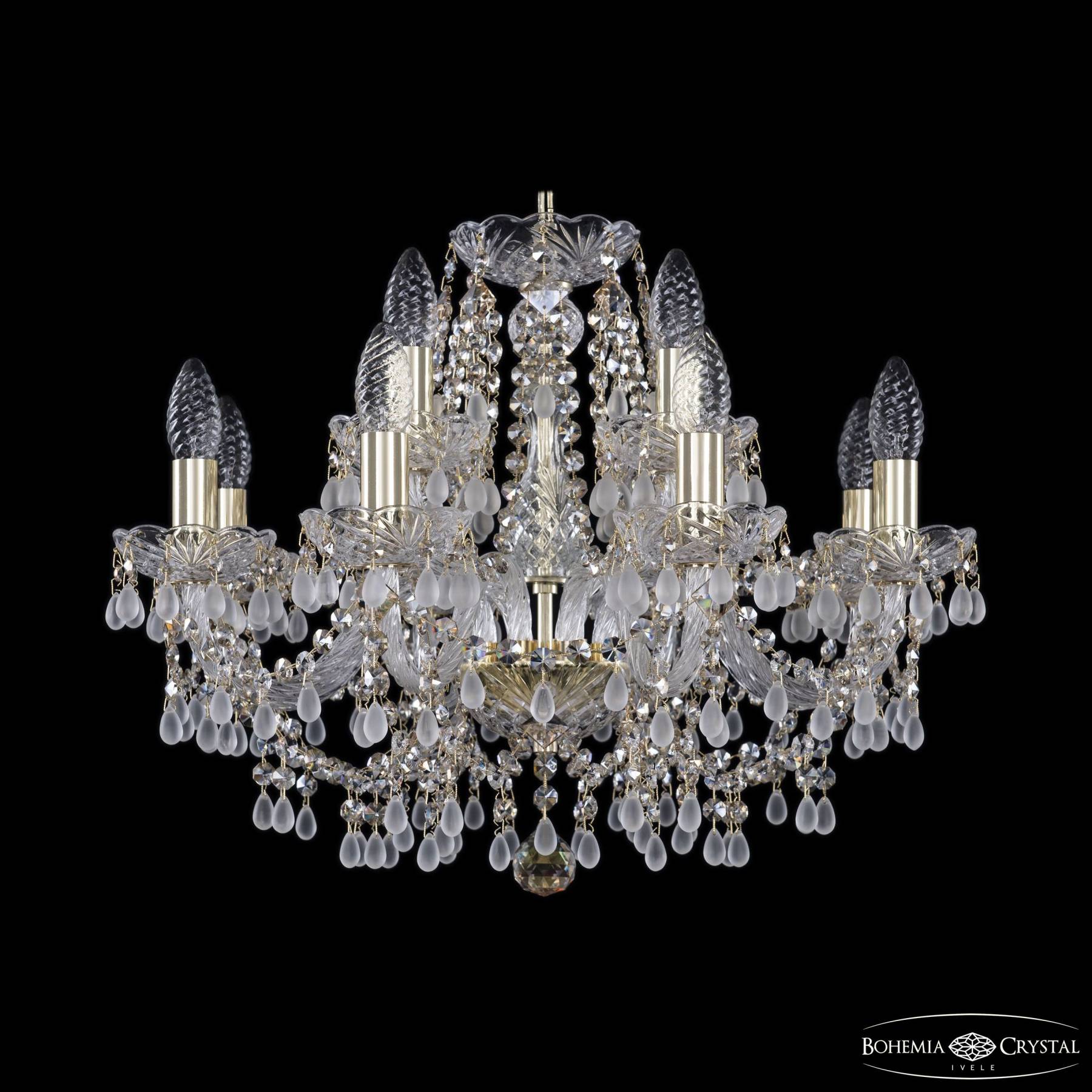1410/8+4/195 G V0300 R801 Подвесная хрустальная люстра 1410 Bohemia 1410/8+4/195 G V0300 R801