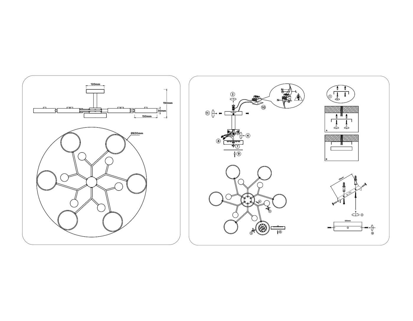 FL4866 Потолочная люстра Ambrella LineTech FL4866