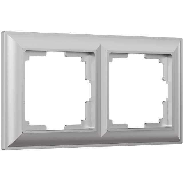 W0022206/ Рамка на 2 поста Fiore (серебряный) Рамка Werkel W0022206/ Рамка на 2 поста Fiore (серебряный)