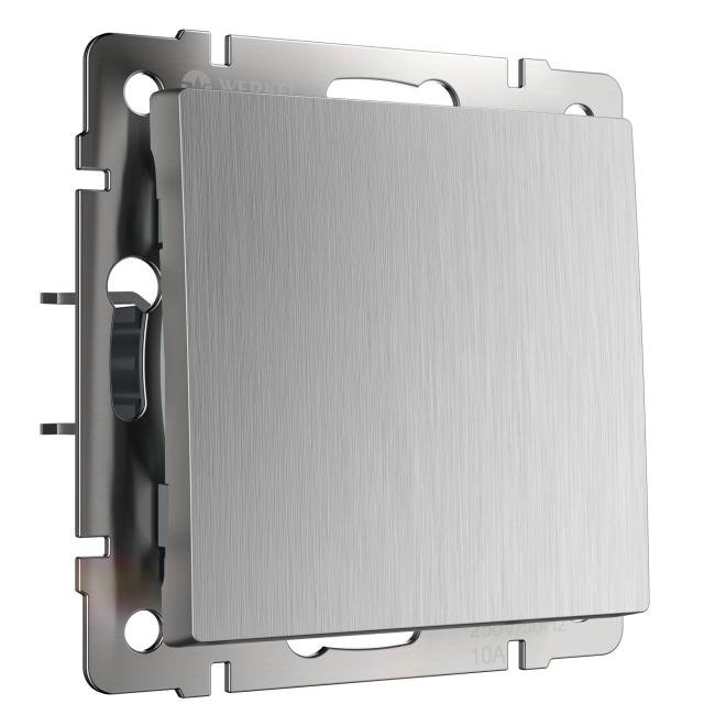 Выключатель Werkel W1110009/ Выключатель одноклавишный (cеребряный рифленый)