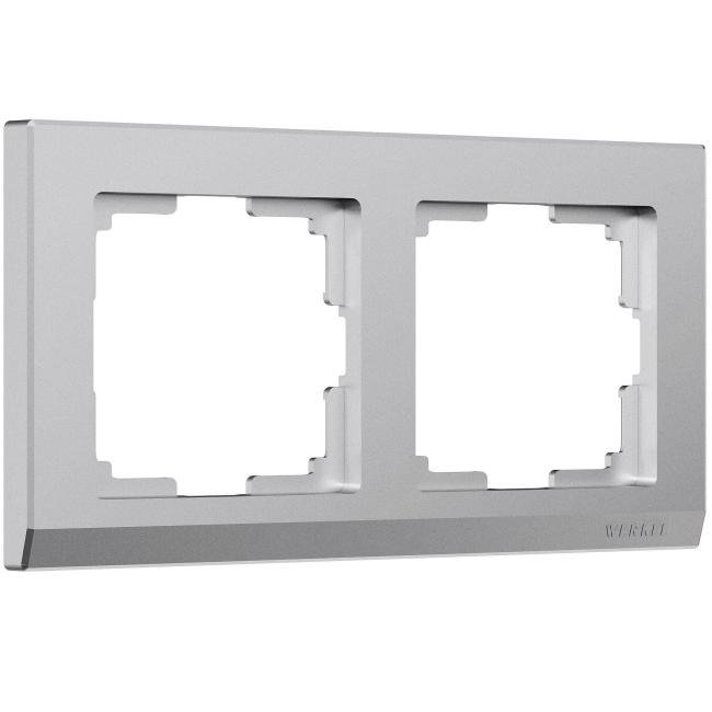 W0021865/ Рамка на 2 поста Stark (серебряный матовый) Рамка Werkel W0021865/ Рамка на 2 поста Stark (серебряный матовый)
