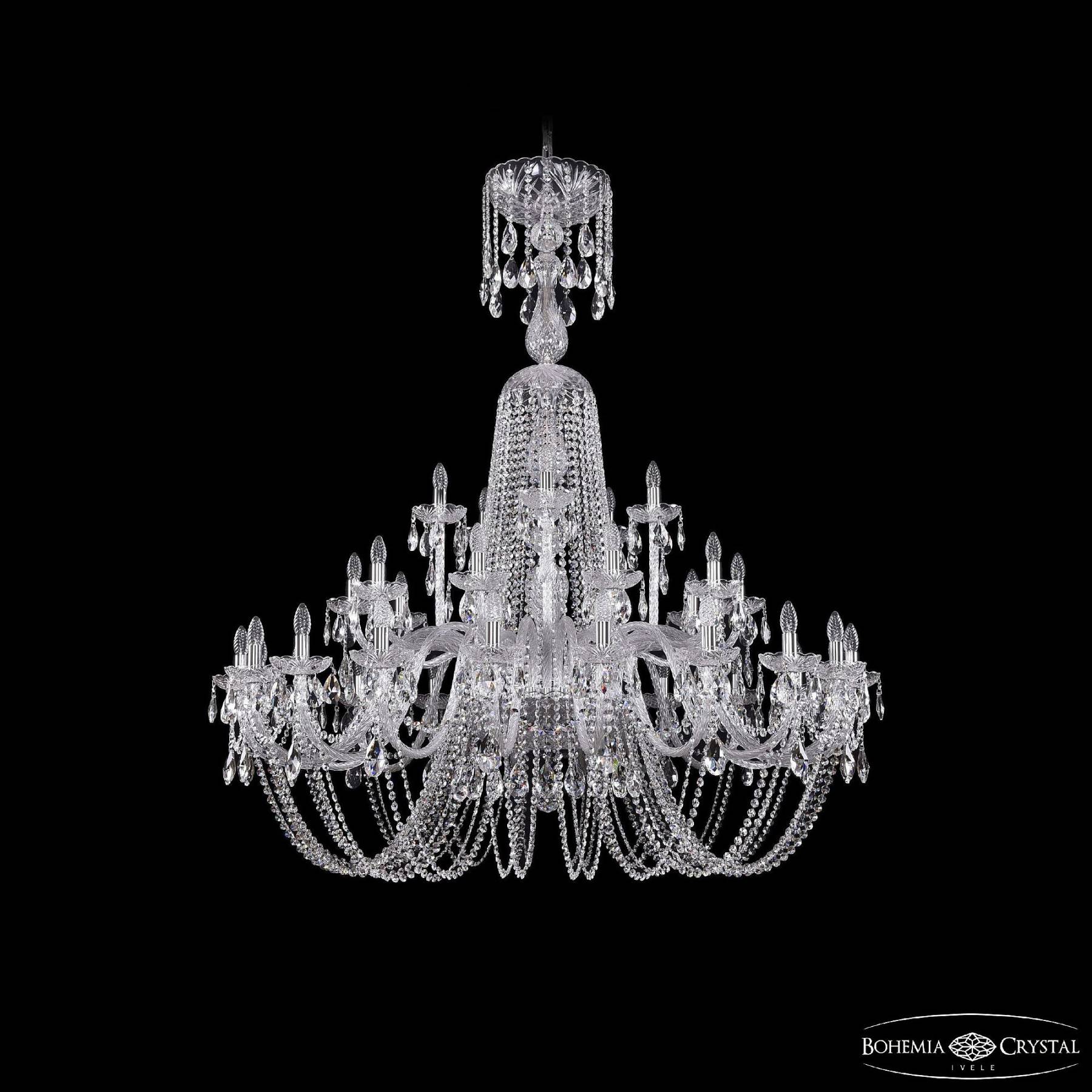 1402/20+10+5/530/XL-165 Ni Подвесная хрустальная люстра 1402 Bohemia 1402/20+10+5/530/XL-165 Ni