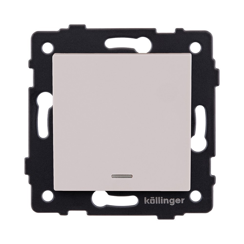 REA-S-002CM Выключатель 1-клавишный 10А/250В с LED подсветкой, кашемир матовый Kollinger REA-S-002CM для Aspekt, Eleganz, Reflex