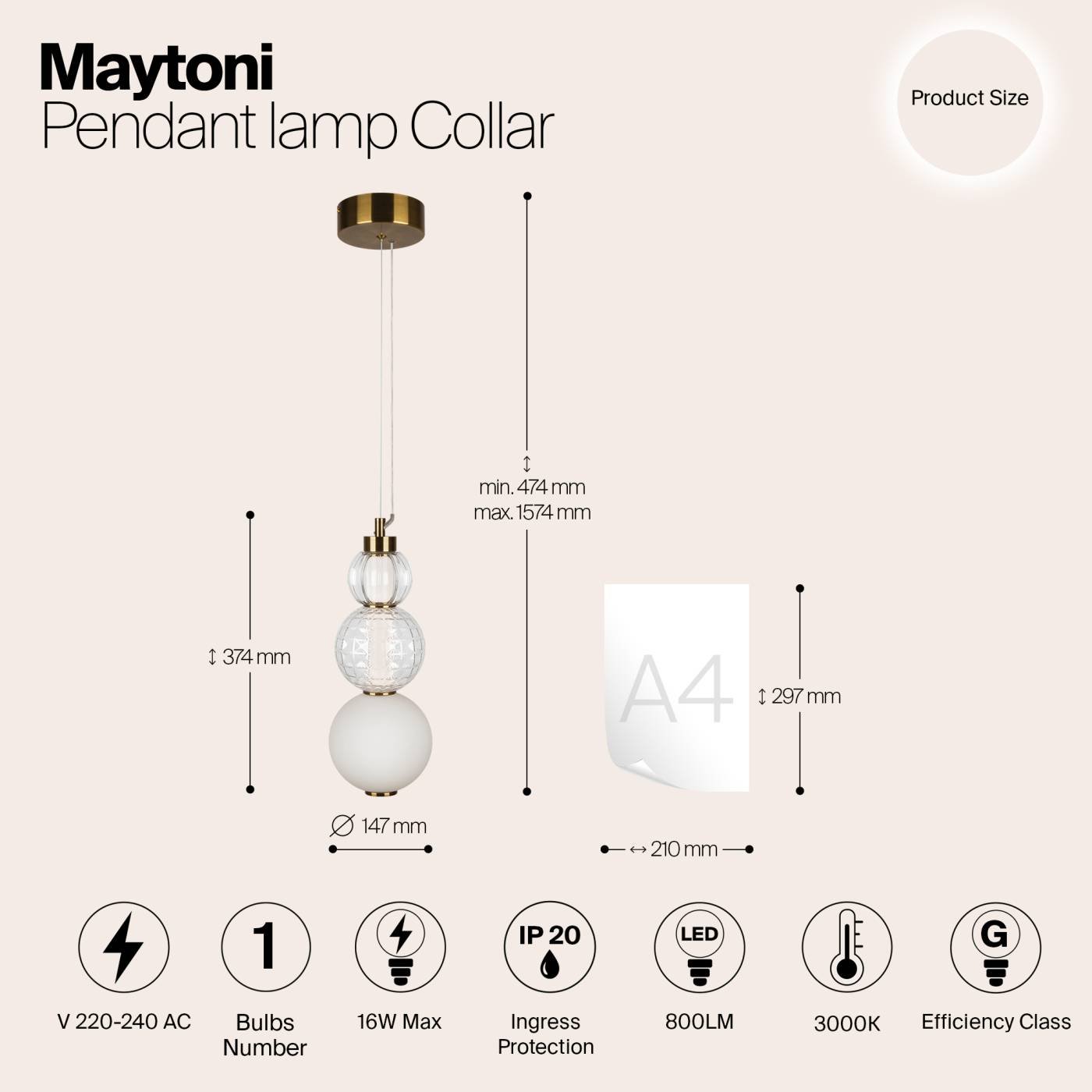 P069PL-L16G3K Светильник подвесной Maytoni Collar P069PL-L16G3K