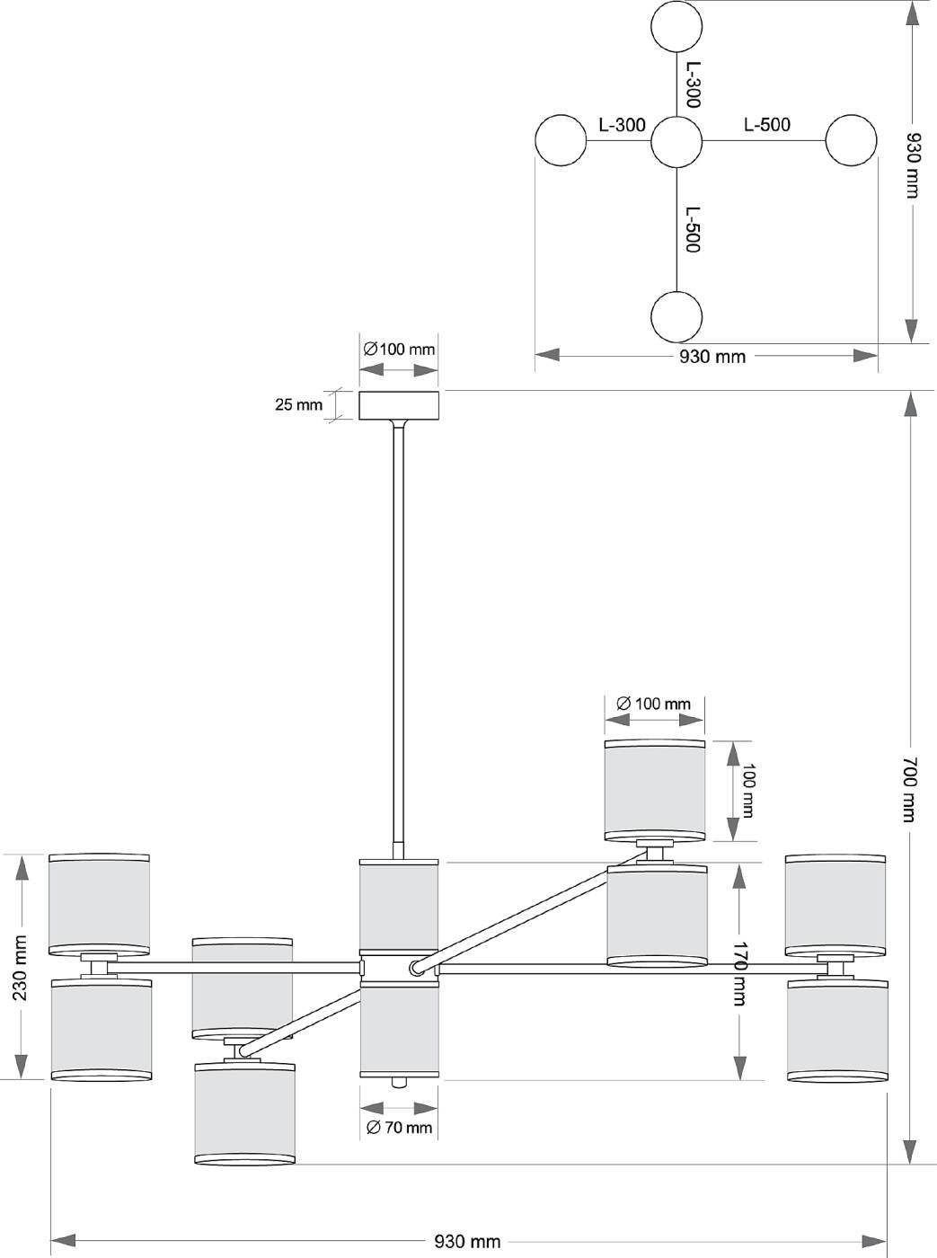 FAB-ZW-4(BN/3)TT Люстра на штанге Kutek Fabriano FAB-ZW-4(BN/3)TT